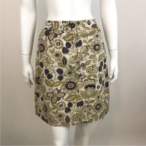 Boden A-Line Skirt - Blue and Brown Floral Sz 8R